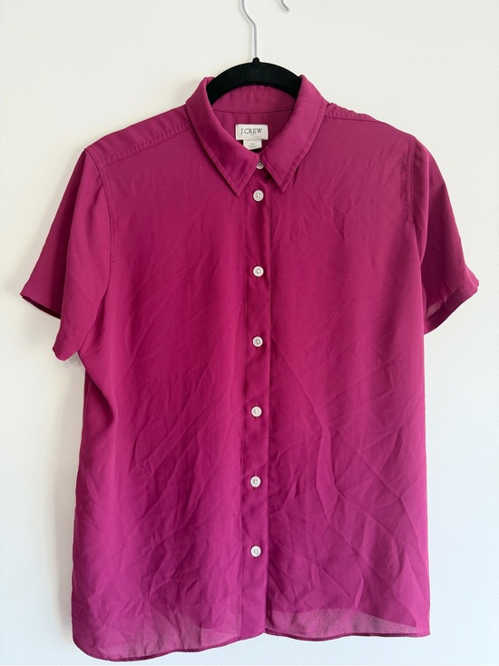 J. Crew Tops - J. Crew Short Sleeve Button-Up Blouse in Deep Fuchsia